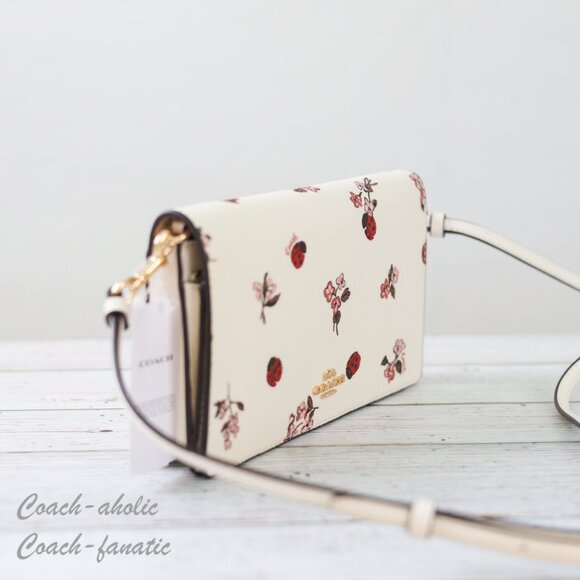 NWT Coach CU267 Anna Foldover Clutch Crossbody With Ladybug Floral Print - Picture 3 of 10